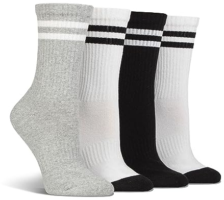 Spairs Women's Sport Socks, Fully Cushioned Foot, Cotton Blend, Arch Supports, Soft, Breathable, Comfortable, Crew Length, Multipack of 4 Pairs, Size 4-8