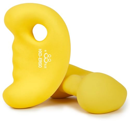 HXD-ERGO Neopren Hanteln, Frauen Neopren Kurzhanteln 2er Set für Krafttraining Yoga Pilate Gymnastik, 2 x 1,4kg/2 x 1,8kg/2 x 2,3kg (Gelb)