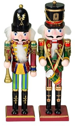 30cm Wooden Nutcracker Soldier Christmas Decorations,2pcs Large Christmas Nutcracker Figures Ornaments,Nutcracker Gifts Nutcracker Soldiers Puppet Doll for Tradition Xmas Present Home Indoor Decor