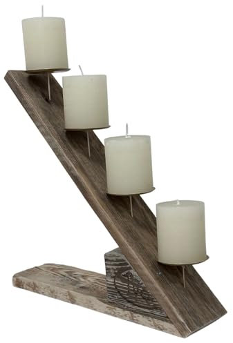 Schroth Home PALxmas Adventskranz Vintage 37 x 36 x 50 cm – Holz Kerzenhalter aus Paletten – Weihnachtsdeko aus Holz – länglicher Kerzenhalter