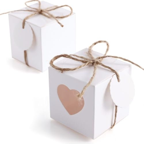 50 Stücke Geschenkboxen Pappschachteln Schachteln, Pralinenschachtel Geschenkschachteln für Party, Geburtstage, Hochzeiten, Taufen, Veranstaltungen Weihnachten (weiss herz, 5x5x5cm)