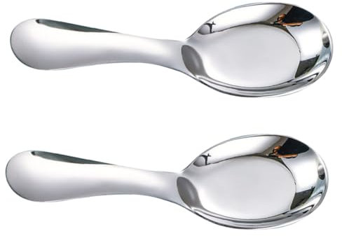 VINTORKY 2Stücke Kinderlöffel aus Edelstahl Suppenlöffel Dessertlöffel Reislöffel für Kinder Rostfreies Material Ideal für Zuhause und Unterwegs Sicheres für Kinder