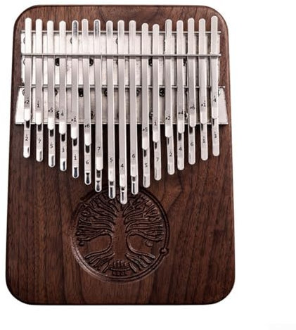 Kalimba Daumenklavier mit 34 Tasten, B gestimmt, schwarze Walnuss, Tonabnehmertaschen-Set für Musikliebhaber (Taste C)
