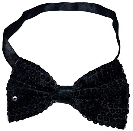 NiceYnn 1Pc Nœud Papillon Noué Réglable Formel Paillette Noir