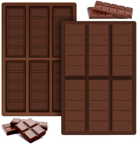 2 Stück Schokoladenform Silikon Tief Silikonform Schokolade BPA-frei | Brechbare Schokoladenformen Antihaft Pralinenform Silikon für Schokolade Praline Süßigkeiten Schokoladentafel Form Braun