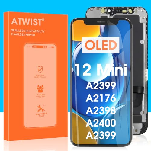 OLED pour Écran iPhone 12 Mini, Ecran Complet pour iPhone 12 Mini LCD Tactile Digitizerpour Écran LCD iPhone 12 Mini Display, 12Mini Assemblée Remplacement A2398 A2399 A2400 A2176