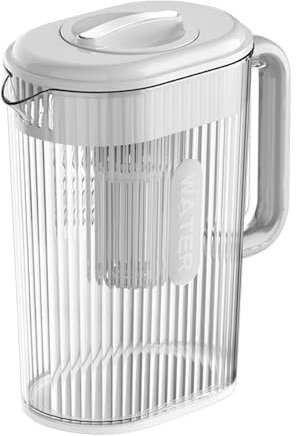 Eisteekrug, Eistee-Behälter - Krug für 2-Liter-Saftbehälter mit oberem Deckel, Krug für heißes / kaltes Wasser, integriertes hitzebeständiges FilterfachFür b