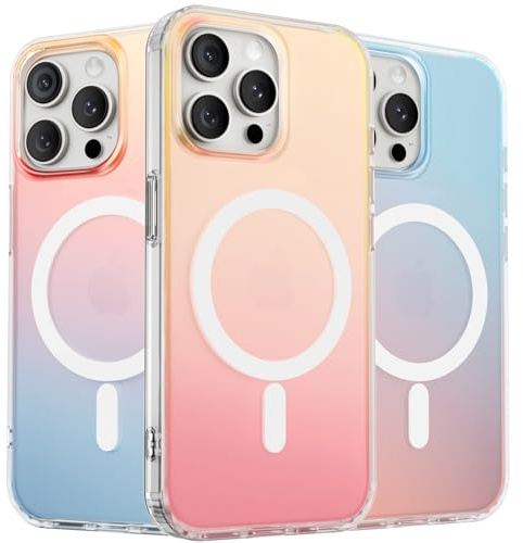 ORNARTO Hue für iPhone 15 Pro Max Hülle für MagSafe, Farbwechsel, Abendrot | Irisierender Farbwechsel, Regenbogen Look, Fluoreszierende Farbverlauf, Kratz- und Stoßfest, Perfekt für Sommer/Reise/Meer
