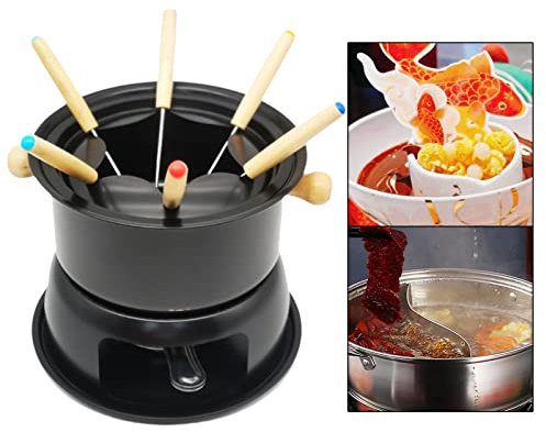 Machine de fusion Mini appareil à Fondue, outils de cuisine faciles à nettoyer avec 6 fourchettes, Pot de amovible, marmite chaude for Sauces à crème glacée chocolat maison Fontaines à chocolat