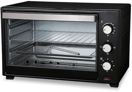 FLM SYSTEM Fornetto Elettrico con Capacità di 20L, Mini Forno da 1280W, Temperatura 100-230°C, Timer 0-60min, 3 Modalità di Cottura, Accessori Inclusi Vassoio raccoglibriciole