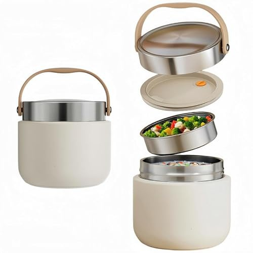 Thermobehälter für Essen 1200ml Edelstahl Warmhaltebehälter mit Löffel Thermobecher Essen Isolierter Lebensmittelbehälter Thermobox Suppen Speisebehälter Unterwegs BPA-frei Thermoschüssel mit Deckel