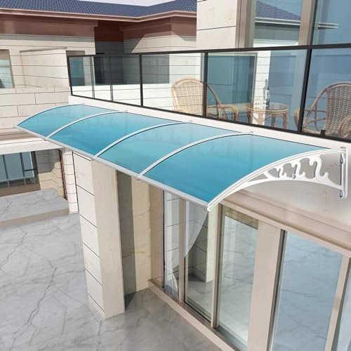 Sonnenschutz für den Außenbereich, mit UV-Schutz für Haustür und Fenster, Polycarbonat, Veranda-Markise mit gebogenen Halterungen, 100 x 190 cm