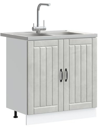 vidaXL Mobile Base Lavandino con Piedi Regolabili Moderno Grigio Concreto Legno Ingegnerizzato 80Cm unità da Cucina Ampio Spazio per Essenziali Cassetti Inferiori