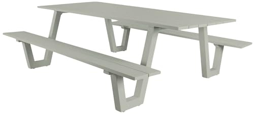 osoltus Picknick Gartentisch Bank Aluminium Naples II warmgrey 180x190x70cm | robust - modernes Design - wetterfest