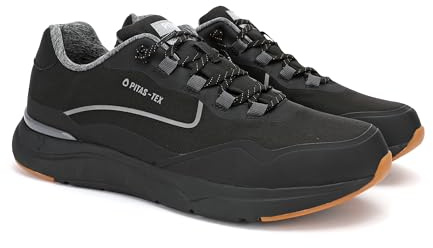 PITAS | LENK Man | Zapatillas Hombre Casual | Náuticos para el Invierno | Mocasines | Zapatilla de Vestir | Zapatos sin Cordones | Deportivas Casual | Calzado Walkinpitas | Negro 42