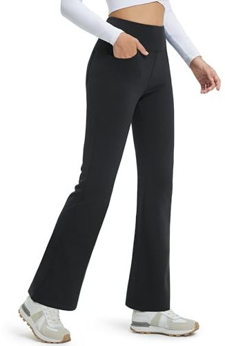 Comallan Thermo Flare Leggings Inverno Impermeabili Alto Vita Caldo Peluche Pantalone Yoga Termico Sportivo con Tasche per Fitness Sport Jazzpants Yoga, Grigio S