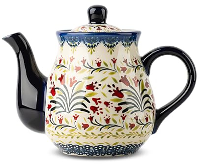 Porzellan Teekanne, 800 ml Teekanne, Farbiger Vintage Kaffeekanne Keramik Wasserkocher Teekocher für Büro Geschenke Zuhause Nachmittagstee (B)