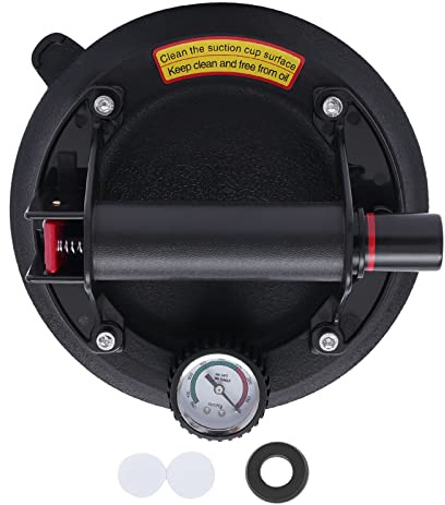 Ventosa | Ventosa | Ventosa Industrial | Capacidad de carga de 180 kg | Diámetro de 8 pulgadas | Mango ABS con indicador de presión | Para vidrio/piedra/metal (negro)
