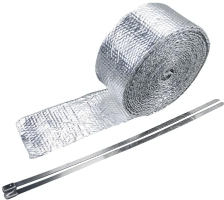 Amagogo Cinta aislante térmica de doble cara de aluminio y fibra de vidrio, multifuncional, resistente y autoadhesiva para temperaturas, ideal para, 1.5 Mm X 50 Mm X 10 M