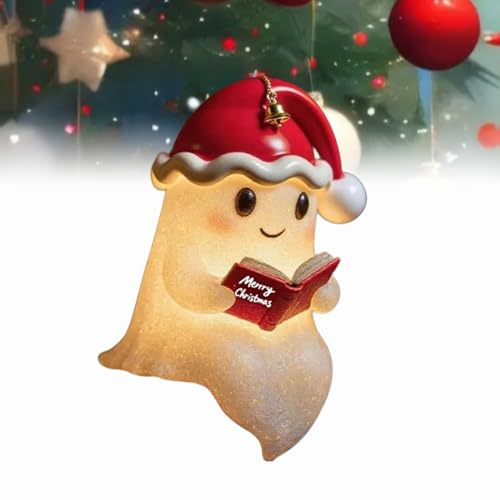 Dewppxi Niedliche Geister-Leselampe, Ghost Reading Book Lamp, Halloween-Geister-Leselampe, 3D-LED-Geister Statue Nachtlicht, Halloween-Dekoration für Leser und Buchliebhaber (B-15cm)