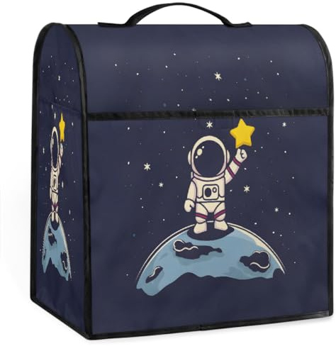 Kitchen Aid Mixer Cover Compatible with 6-8 Quart, Cartoon Astronaut Planet Stand Mixer Cover with 4 Pockets Washable Applicance Dust Cover Fits All Tilt Head & Bowl Lift Models, Easy Cleaning,A-1472