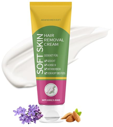 Haarentfernungscreme - Enthaarungscreme für Körper, Arme & Beine - Sanft zur Haut am ganzen Körper anwendbar - Natürlich Haarentfernung für Alle Haut - 100g Schnell & Schmerzfrei Hair Removal Cream