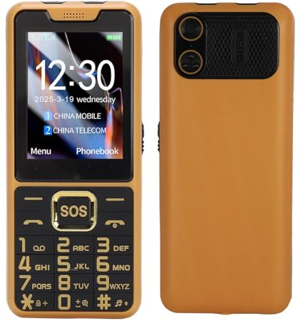 VBESTLIFE 4G Seniors Phone, 2.6 Inch HD Display Cell Phone with Large Buttons, SOS Key, Voice Announcements, Side Key Flashlight, for Elderly (Gold)