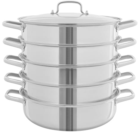 Ångkokare, kokkärl set med transparent grytlock 30 cm kastrull ånggryta för samtidig ångning, soppa, nudlar fisk