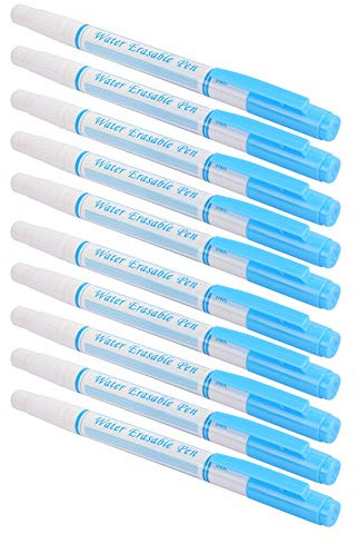 Fabater Water Erasable Pens for Fabric Marking, 10-Pack Double Head Tailoring Marker, Disappearing Ink Fabric Brush Pens for Sewing, Leather, Quilting, Craft Projects (Blue)