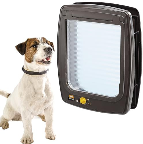 Ferplast Gattaiola, Porta per Cani Taglia Media, Entrata e uscita controllabile 4 vie, Protezione da Correnti d'Aria, Taglia Media, Porticina per Cani, Marrone