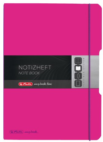 Herlitz 11361474 Notizheft (A4, PP-Wechselcover mit Verschlußgummi, 80g/m²) 80 Blatt pink