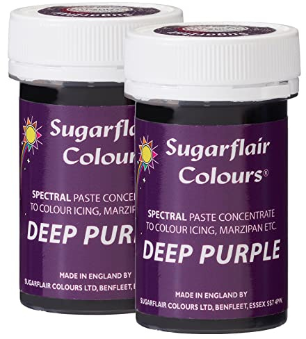 Sugarflair Spectral Deep Purple Food Colouring Paste, Highly Concentrated for Use with Sugar Pastes, Buttercream, Royal Icing or Cake Mix, Vibrant Colour Dye - 25g (Pack of 2)