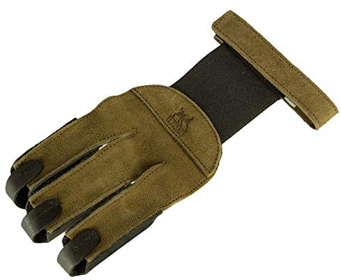 elToro Fingerhandschuh - braun-schwarz (L); aus Wildleder und Glattleder gefertigt, für den Bogensport, Pfeil und Bogen