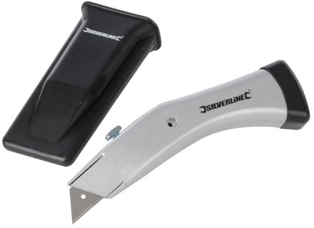 Silverline CT07 Ergonomisches Teppichmesser mit Klingenrückzug 180 mm