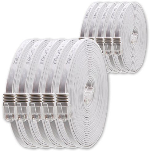 Cat6 platt nätverkskabel 10 stycken 0,25 m vit Ultra platt Cat6 patchkabel 1000 Mbit/s Gigabit LAN (RJ45)
