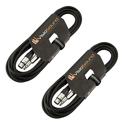 Female XLR 6.35mm Stereo TRS Jack Lead Audio Cable 2 Pack 6m Black/Black | 2 x Noiseless OFC Balanced Signal, Audio, Patch Cable / 4 Colours