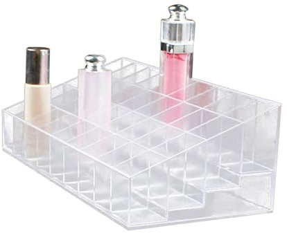 Lurrose 40 espacios titular de lápiz labial de plástico transparente organizador de lápiz labial soporte de exhibición cosmética organizador de maquillaje