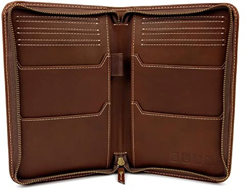 Excello Global Products Reisebrieftasche und Reisepasshülle, Leder, Braun