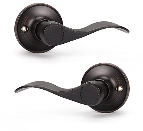 KNOBWELL 1 Pack Dummy Door Handle Lever Door Handle - Leversets for Closets/Hallway with a Oil Rubbed Bronze Finish, Levers for Both Left and Right Handed Doors (No Lock/Latch)