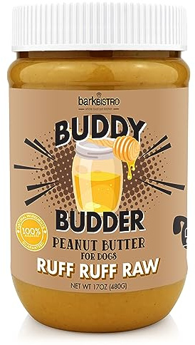 BUDDY BUDDER, Ruff Ruff Raw, Natural Dog Peanut Butter, Dog TreatMade in USA, (17 oz Jars)
