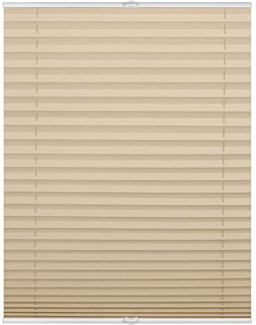 ROOMY Plissee Klemmfix, verspannt, Blickdicht, Sichtschutz Sonnenschutz Jalousie Creme, 45 cm x 130 cm (B x L)