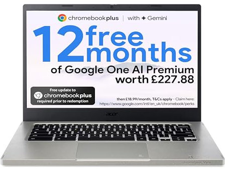 Acer Chromebook Vero 514 CBV514-1H - (Intel Core i3-1215U, 8GB, 128GB SSD, 14 Inch Full HD Display, Google Chrome OS, Iron, 30 Percent PCR Chassis)