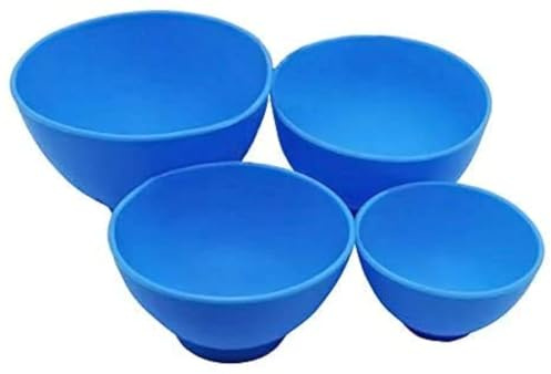 4Pcs One Set Silicone Flexible Rubber Impression Mixed Alginate Bowl Dental Mixing Bowls Blue