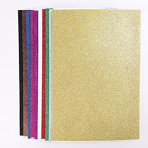Bunte Selbstklebend Moosgummi Platten,10 Bogen 20x29 cm Bastelschaumstoff Farbig Schaumstoff Blätter Eva-Platten zum Basteln,für Kinder DIY Handwerk,Scrapbooking,Party Geschenkdekoration,Glitzer