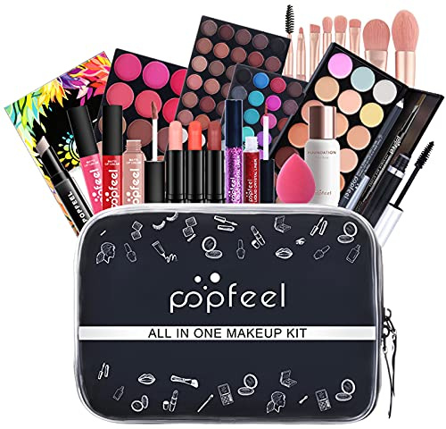 FantasyDay Multifunktions Exquisite Make-up Geschenkset Kosmetik Schmink Kit für Gesicht, Augen und Lippen - Makeup Paletten Schminkkoffer mit Lidschatten Palette, Lippenstift, Rouge, Mascara, Pinsel