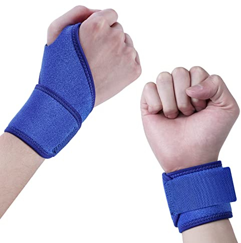 URAQT Handgelenkbandage, 2 Stück Handgelenkstütze Handbandage Mit | Klettverschluss Für Damen Und Herren, Atmungsaktiv Wrist Wrap Bandage Handgelenk Für Sport Und Alltag , Blau