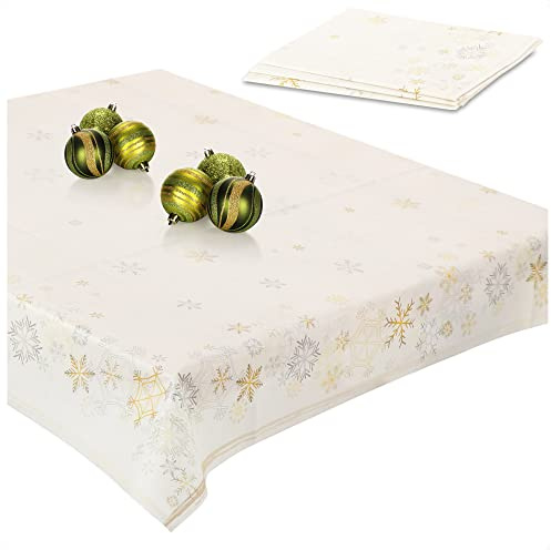 com-four® 4X Tischdecke mit Weihnachtsmotiv, Mitteldecken-Set | Tischtuch abwischbar ca. 80 x 80 cm - festliche Tafelwäsche für Tisch - Adventskranz - Pyramide
