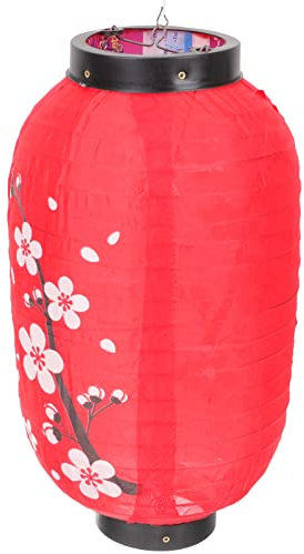 Luxshiny 2stücke Japanische Stofflaterne Hängende Dekoration Für Sushi-restaurants Hotels Und Gärten Traditionelles Design Rote Kirschblüten-laternen