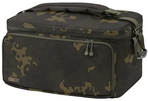Korda Compac Cool Bag X-Large Dark Kamo Kühltasche 34L – Große isolierte Ködertasche & Verpflegungstasche für mehrtägige Sessions – Wasserdichter Boden, Dunkles Tarnmuster Karpfenangeln – 45x35x25cm