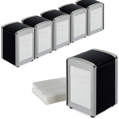 Virsus 6 Portatovaglioli da Bar a Molla NERO, misura 10x9x13 cm, Dispenser in Acciaio Inox per Tovaglioli 17x17cm, Distributore da tavolo di Fazzoletti Salviette Piccole per Gelateria, Bar -0050